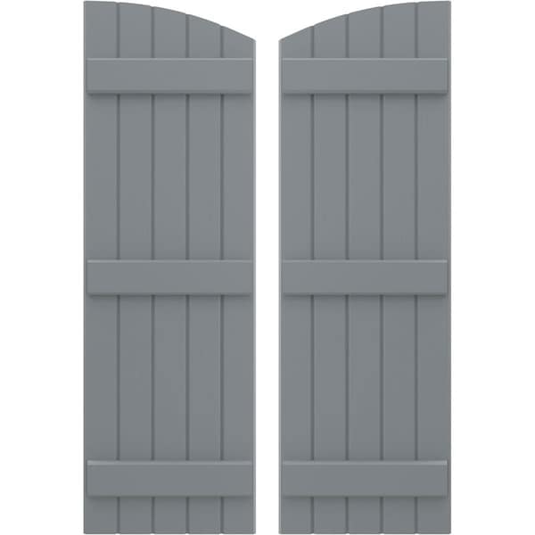 Ekena Millwork Americraft 5-Board (3 Batten) Wood Joined Board-n-Batten Shutters w/Ellipt Top, ARW401BE518X77CHH, PR ARW401BE518X77CHH - main